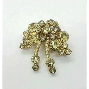 Vintage Juliana Brooch Yellow & Smokey topaz Rhinestone